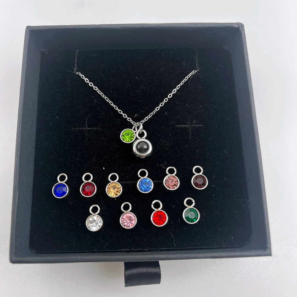 Personalized Birthstone Hidden Photo Necklace