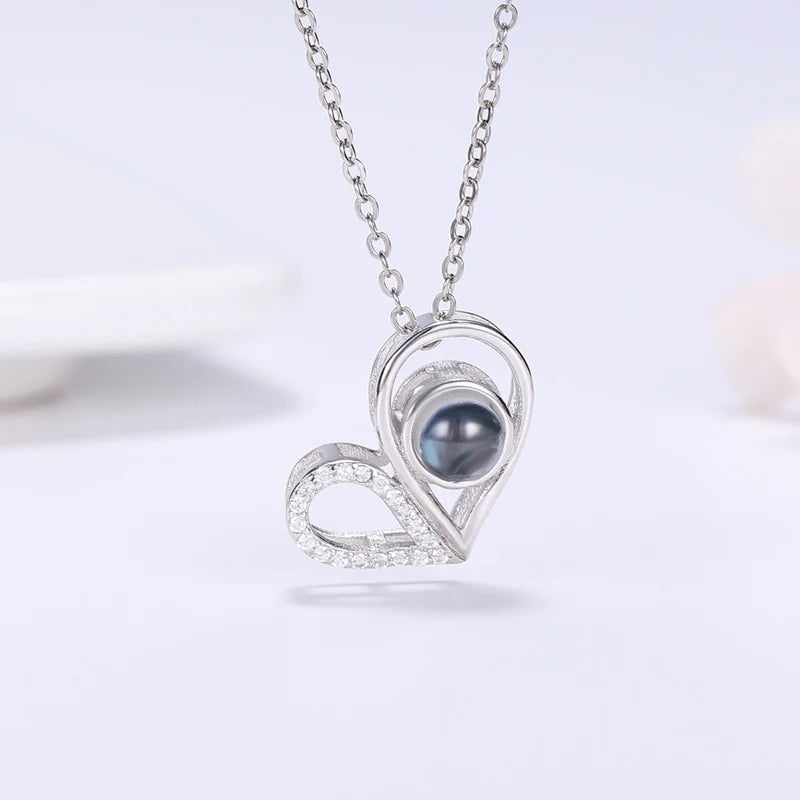 שרשרת לב ספיר עם תמונה מוצפנת - Myone Jewelry