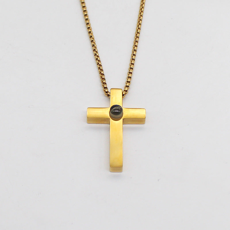 Cross Necklace With A Hidden Photo Pearl