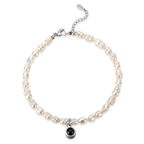Thin Pearls Bracelet With A Hidden Photo Pendant