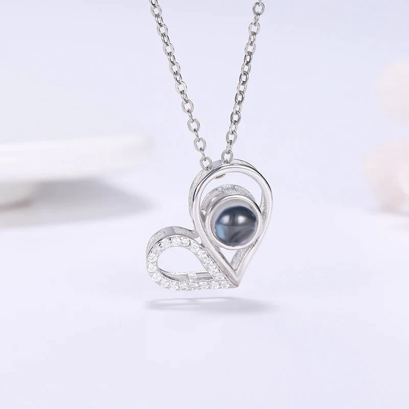 שרשרת לב ספיר עם תמונה מוצפנת - Myone Jewelry