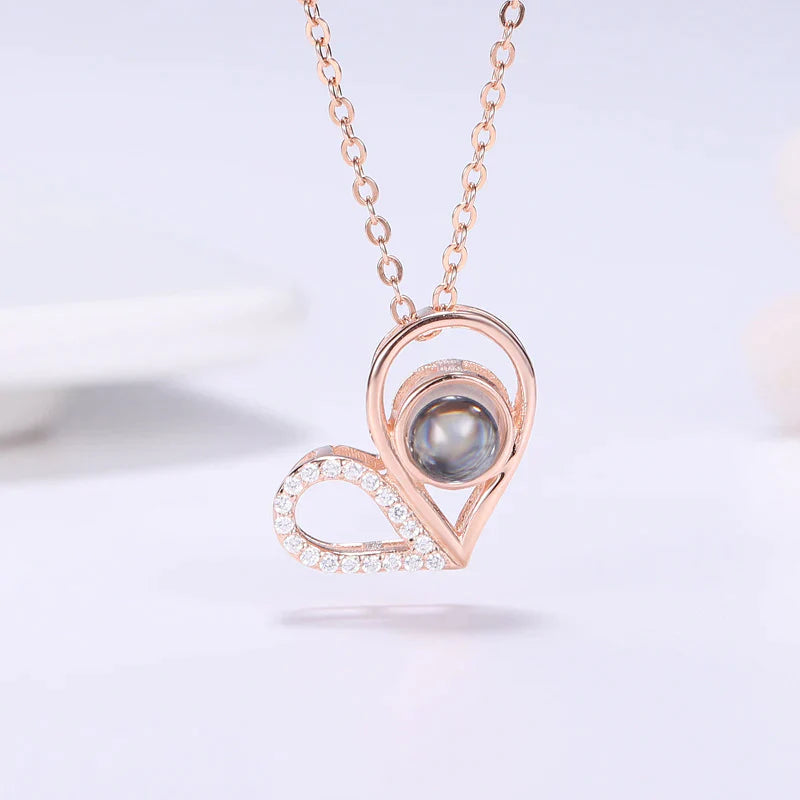 שרשרת לב ספיר עם תמונה מוצפנת - Myone Jewelry