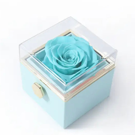 Turquoise Rotating Rose Gift Box