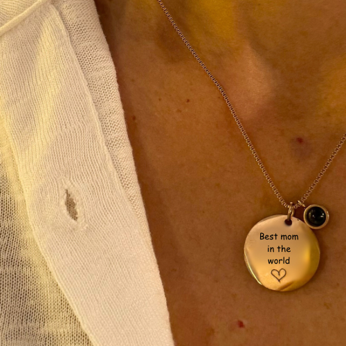 Engraved Charm Necklace With A Hidden Photo Pearl