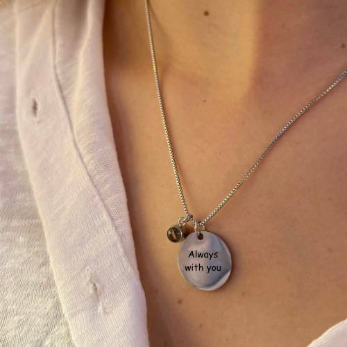 Engraved Charm Necklace With A Hidden Photo Pearl