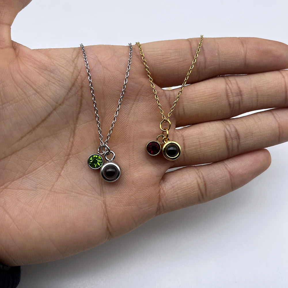 Personalized Birthstone Hidden Photo Necklace