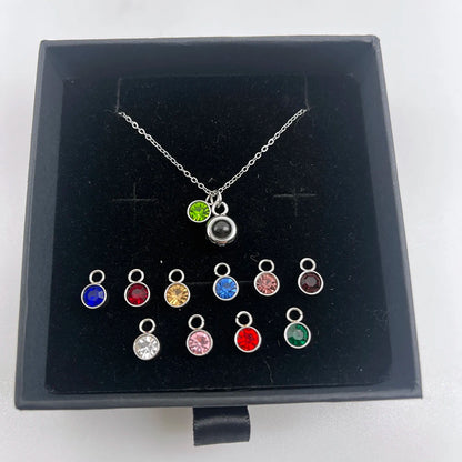 Personalized Birthstone Hidden Photo Necklace