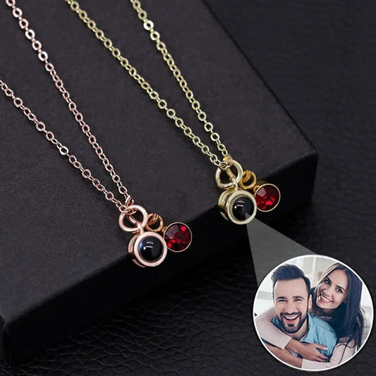 Personalized Birthstone Hidden Photo Necklace