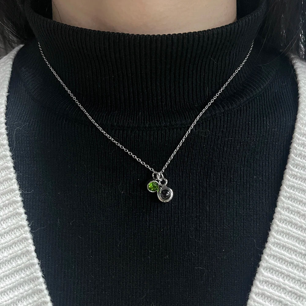 Personalized Birthstone Hidden Photo Necklace