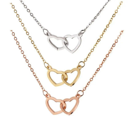 Engraved Connected Hearts Necklace In A Rose Gift Box