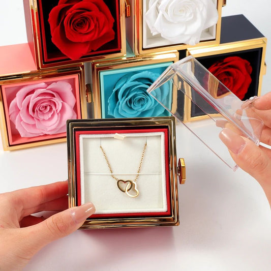Engraved Connected Hearts Necklace In A Rose Gift Box