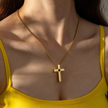 Cross Necklace With A Hidden Photo Pearl
