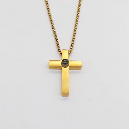Cross Necklace With A Hidden Photo Pearl