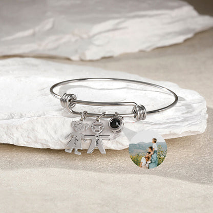 Raphael Hidden Photo Bracelet With Custom Engraved Kids Charms