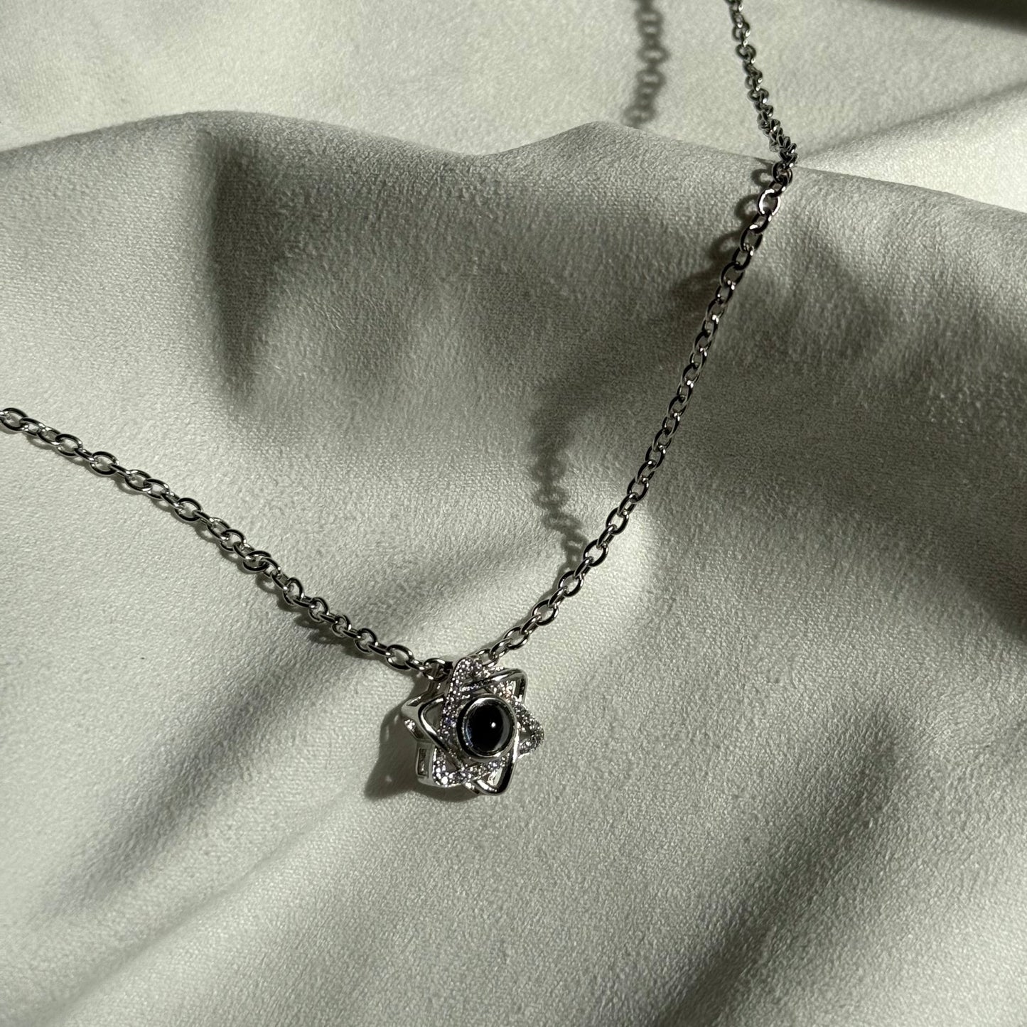 Hexagram Star With A Hidden Photo Pearl Necklace