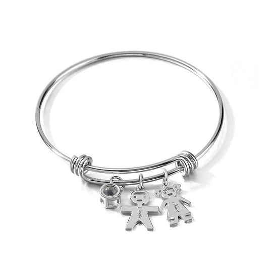 Raphael Hidden Photo Bracelet With Custom Engraved Kids Charms