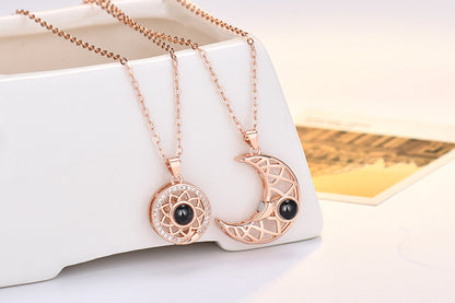 Sun And Moon Hidden Photo Couples Necklaces