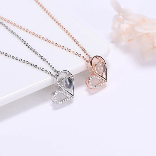 שרשרת לב ספיר עם תמונה מוצפנת - Myone Jewelry