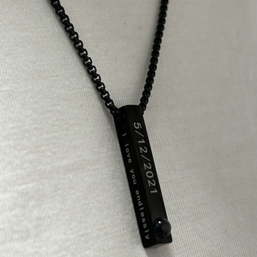 שרשרת לגבר עם תמונה מוצפנת וטקסט בחריטה - Myone Jewelry