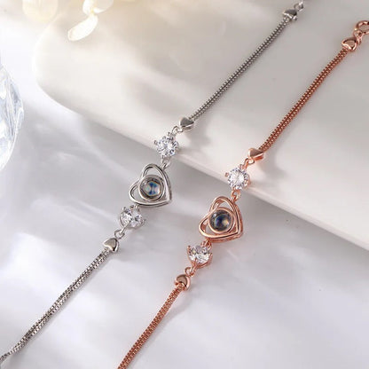 צמיד לב יהלום לאשה עם תמונה מוצפנת - Myone Jewelry